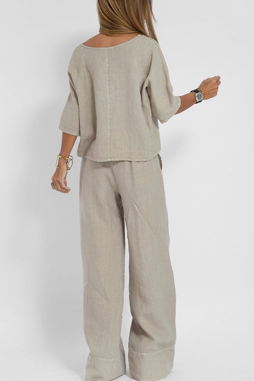 Relaxed Linen Top & Trousers Set
