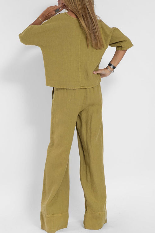 Relaxed Linen Top & Trousers Set