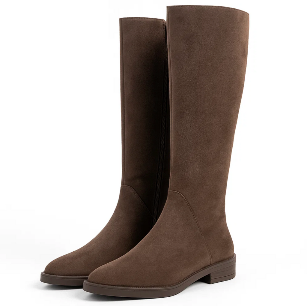 Fitted Low Heel Knee High Boots
