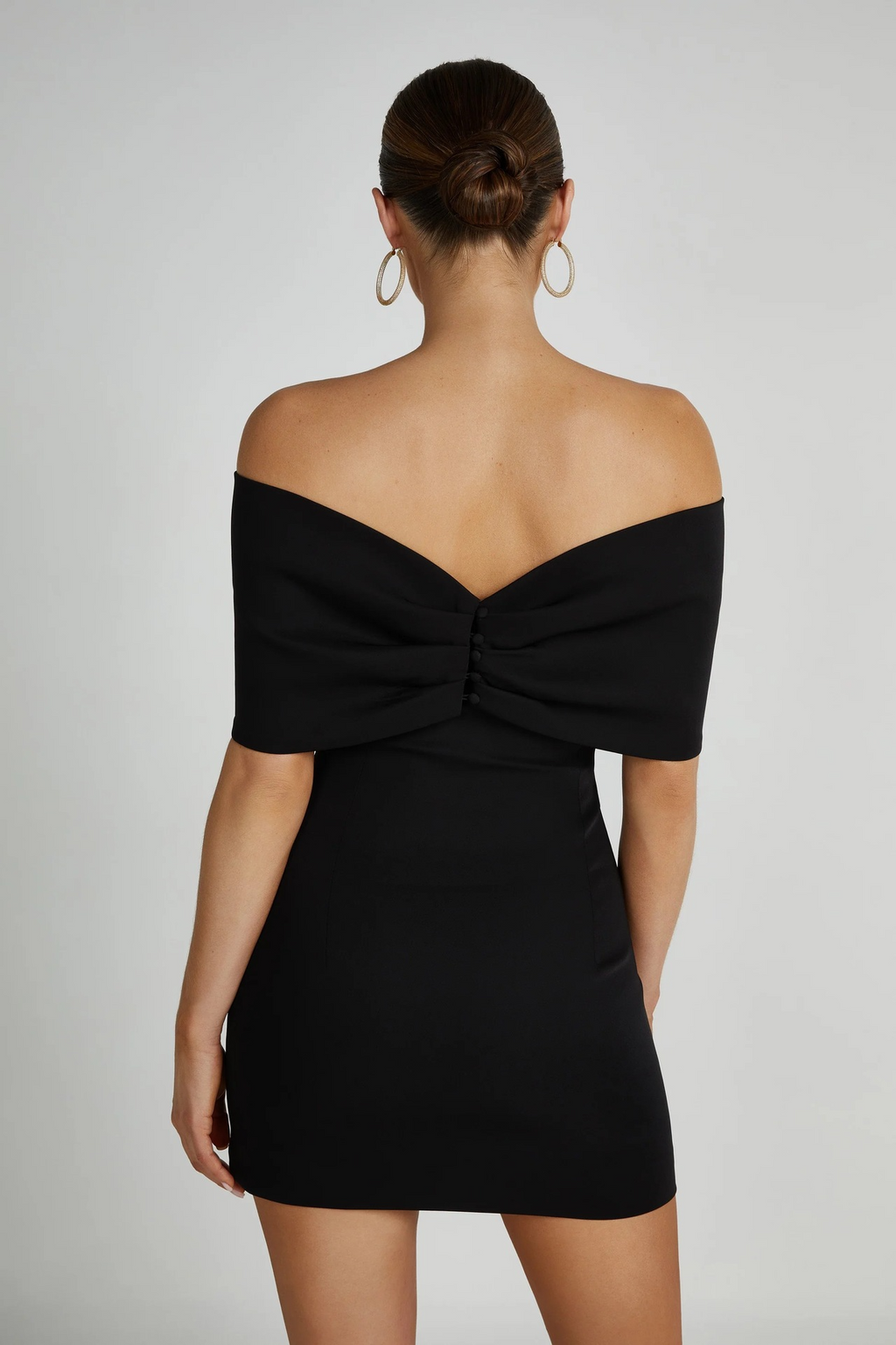 Black Off Shoulder Bow Mini Dress