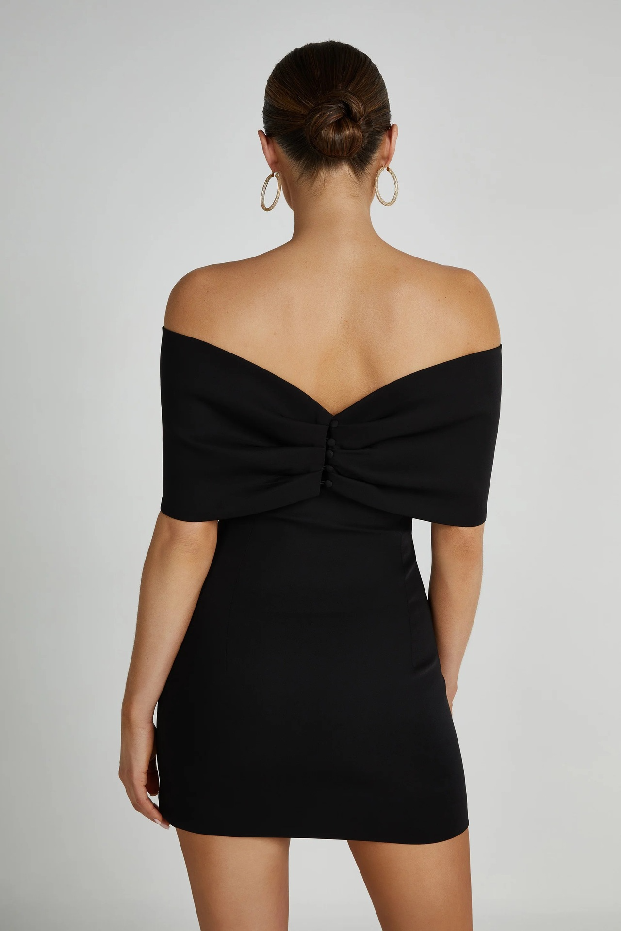 Black Off Shoulder Bow Mini Dress