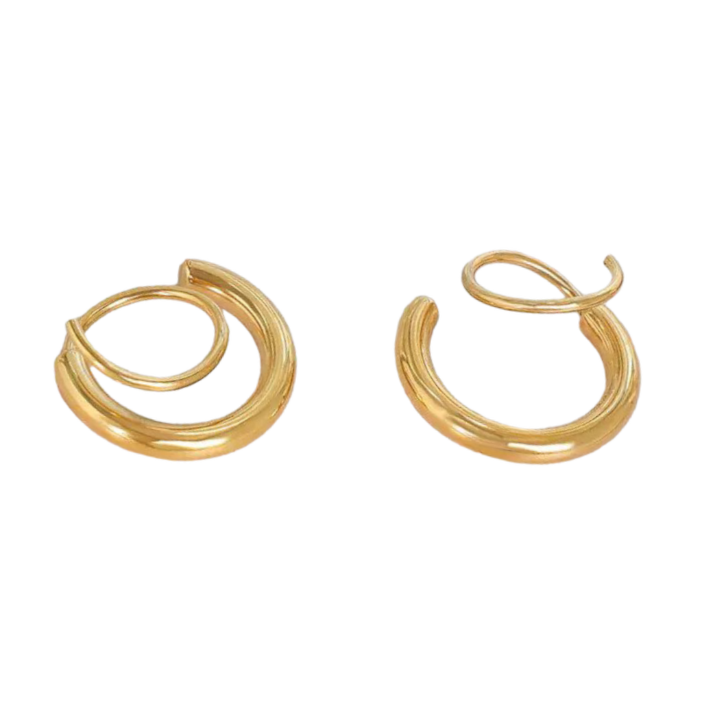 Chunky Gold Spiral Hoop Earrings