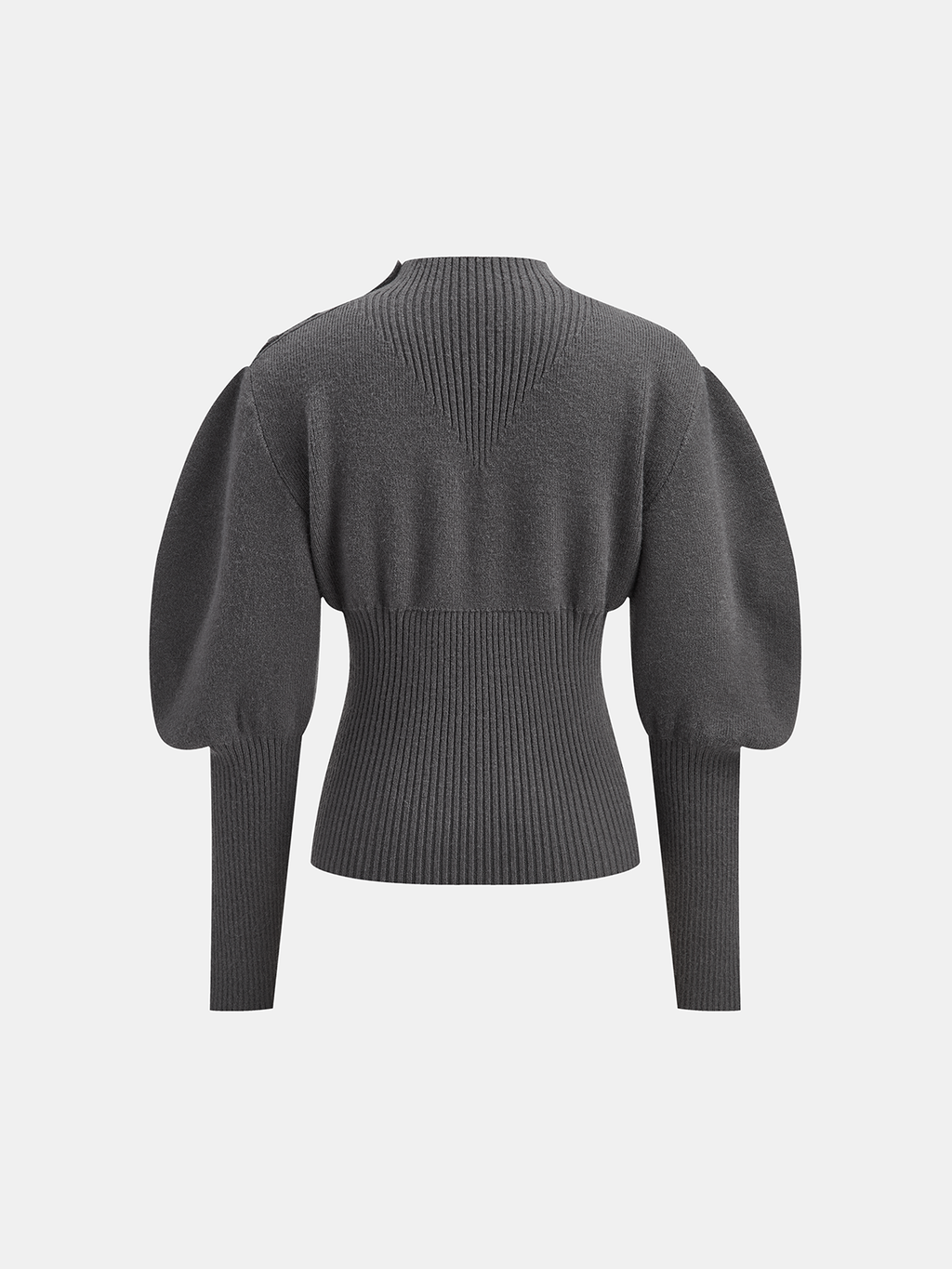 Ribbed Cropped Puff Sleeve Knit Sweater