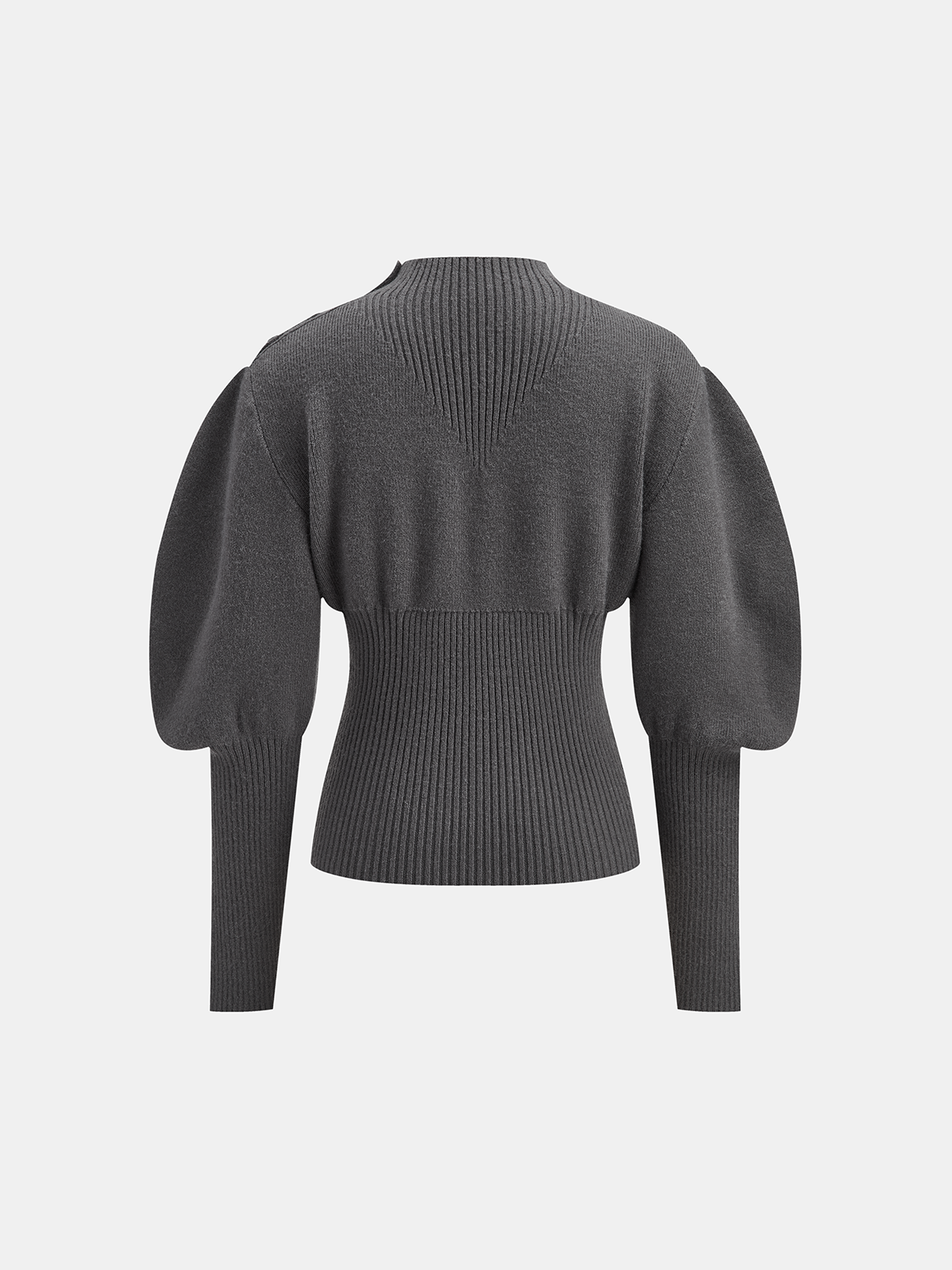 Ribbed Cropped Puff Sleeve Knit Sweater