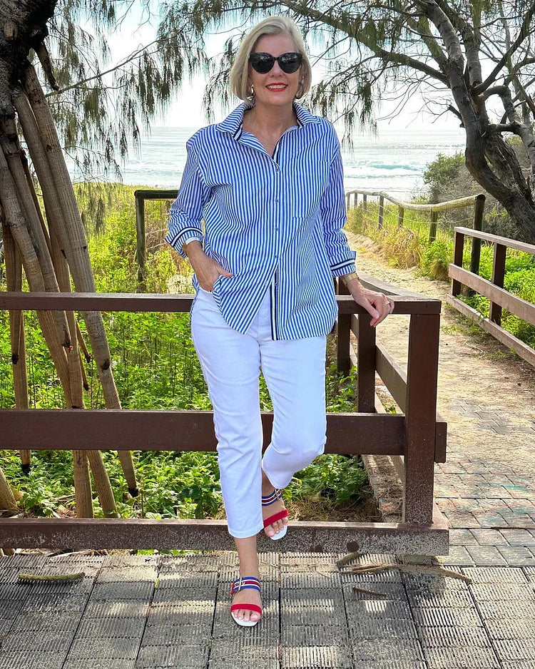 Relaxed Fit Striped Blouse