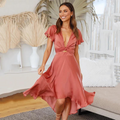 Flutter Sleeve Knot Front Midi Dress