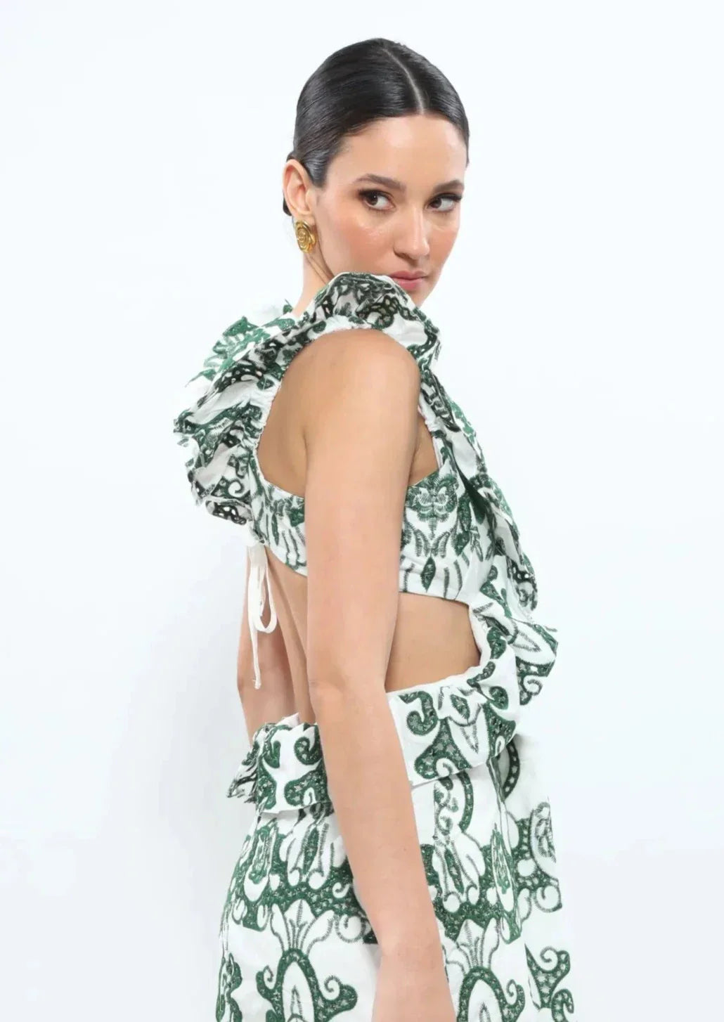 Green Floral Cut Out Maxi Dress