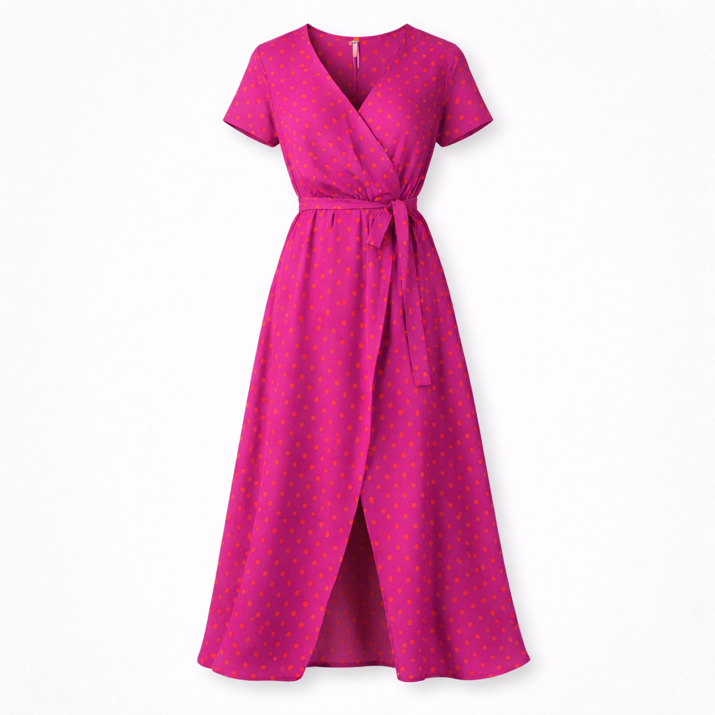 Summer Floral Wrap Midi Dress