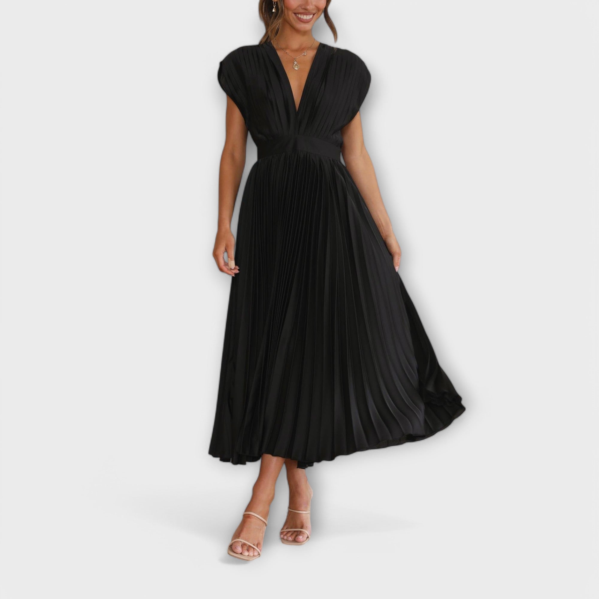 Flowing Pleated Midi Dress