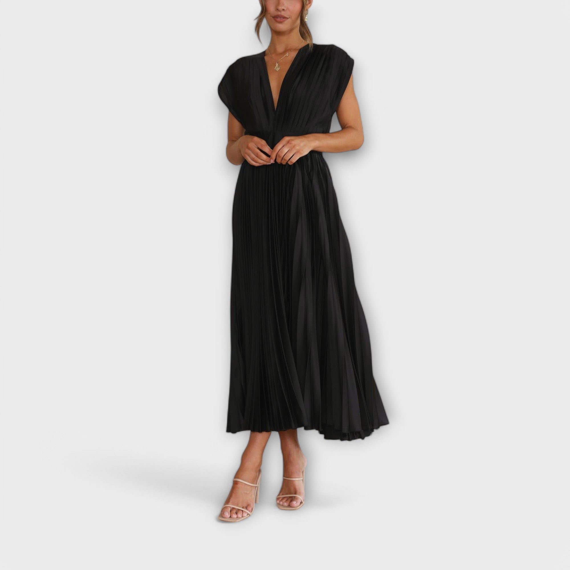 Flowing Pleated Midi Dress