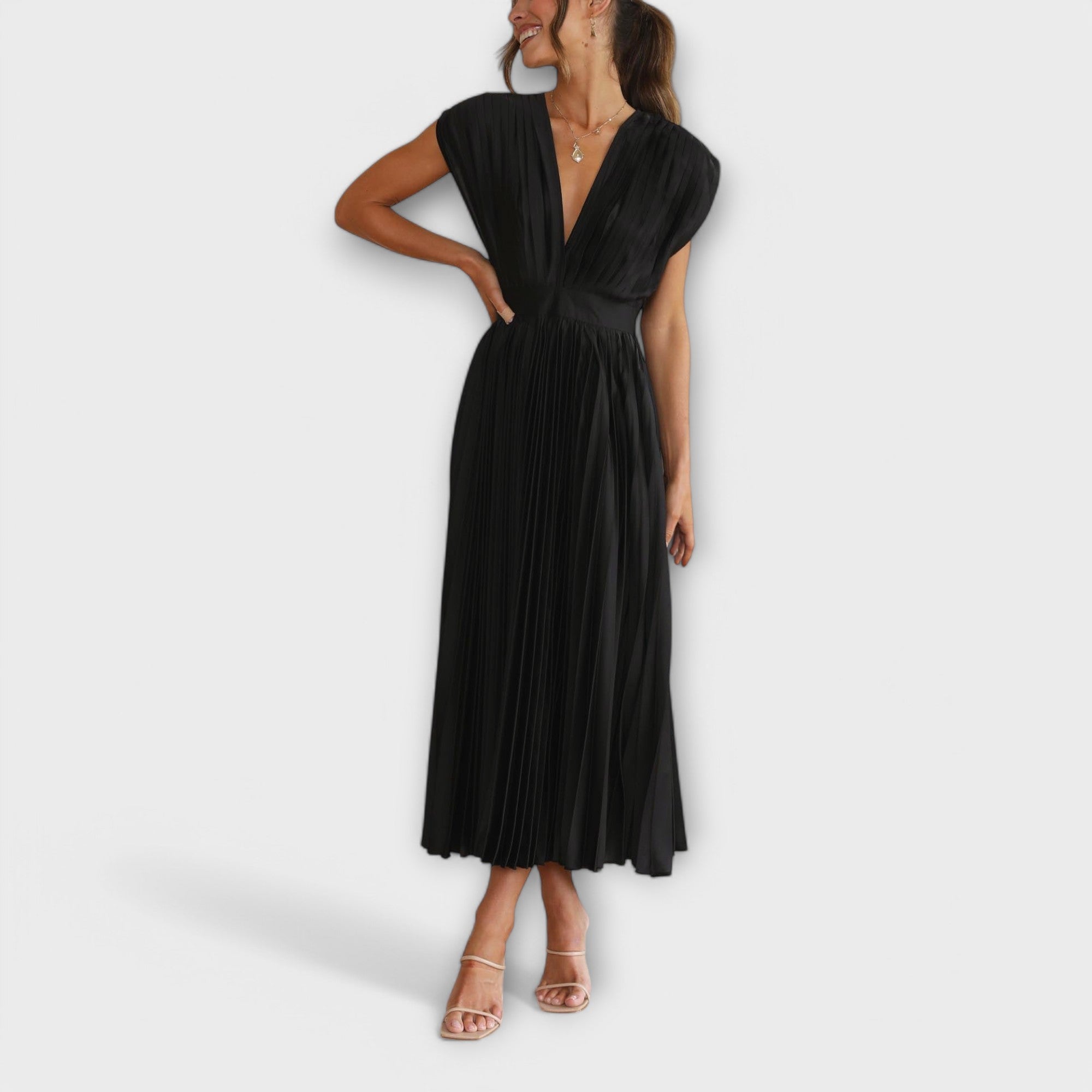 Flowing Pleated Midi Dress