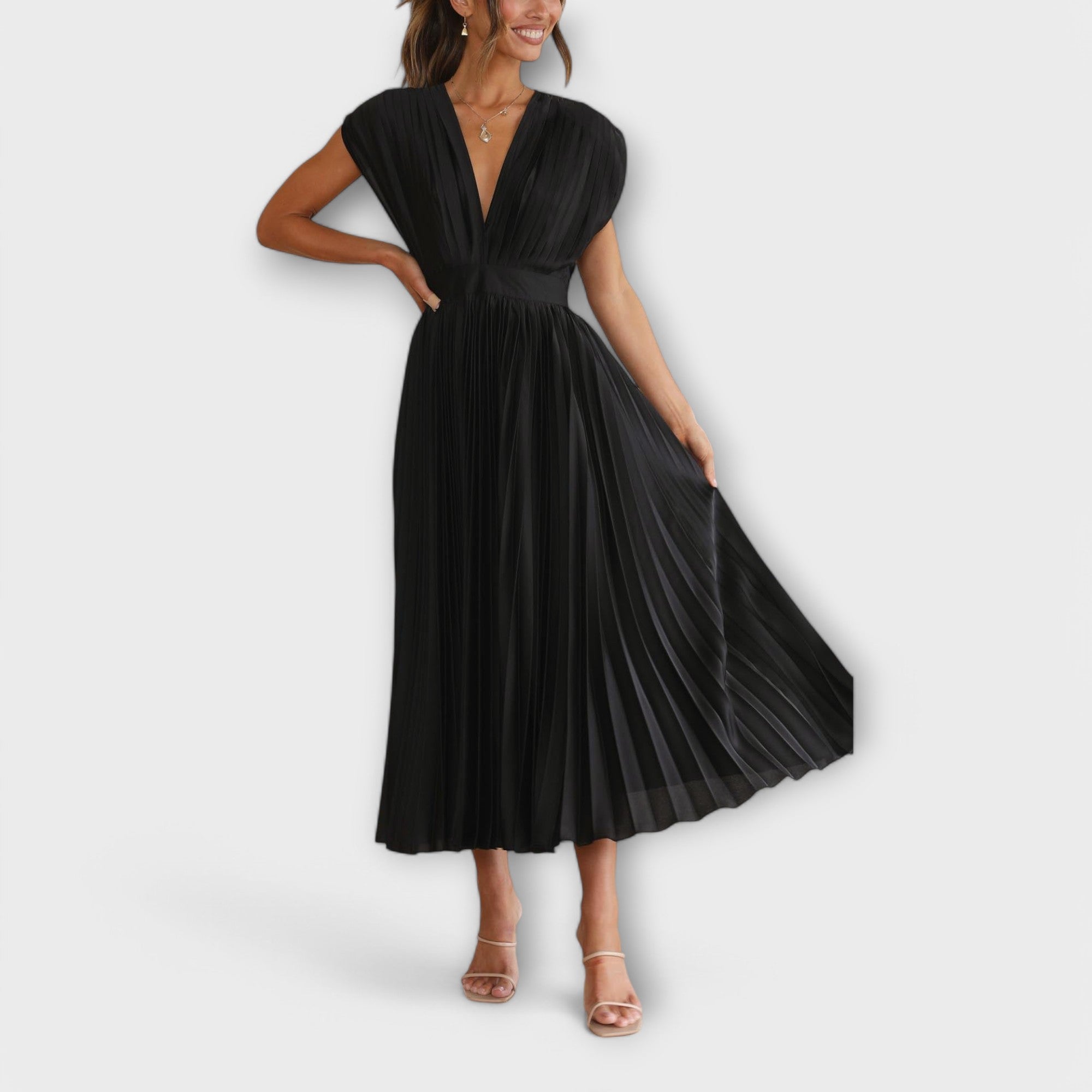 Flowing Pleated Midi Dress