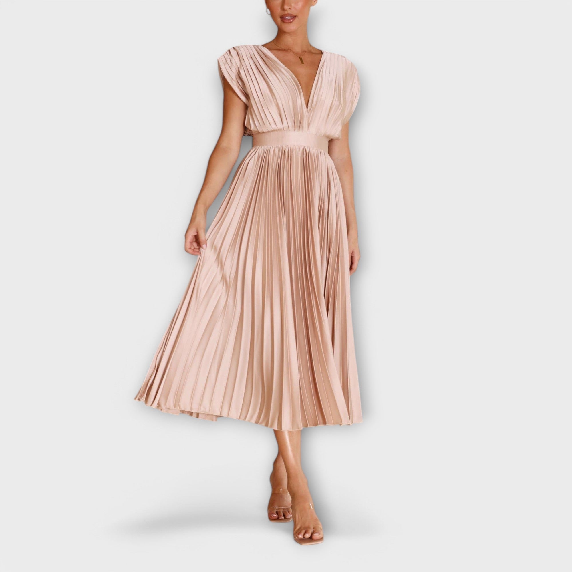 Flowing Pleated Midi Dress
