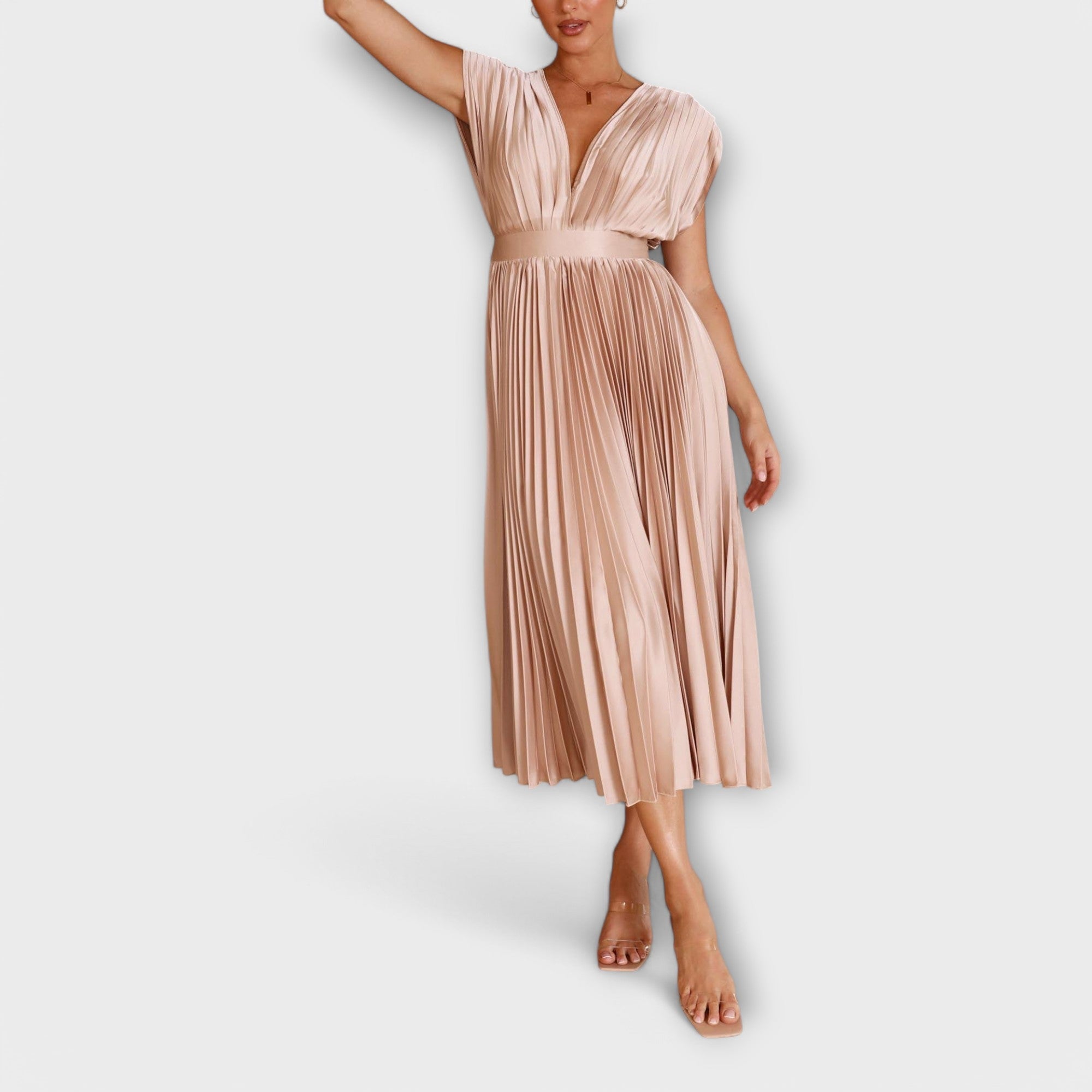 Flowing Pleated Midi Dress