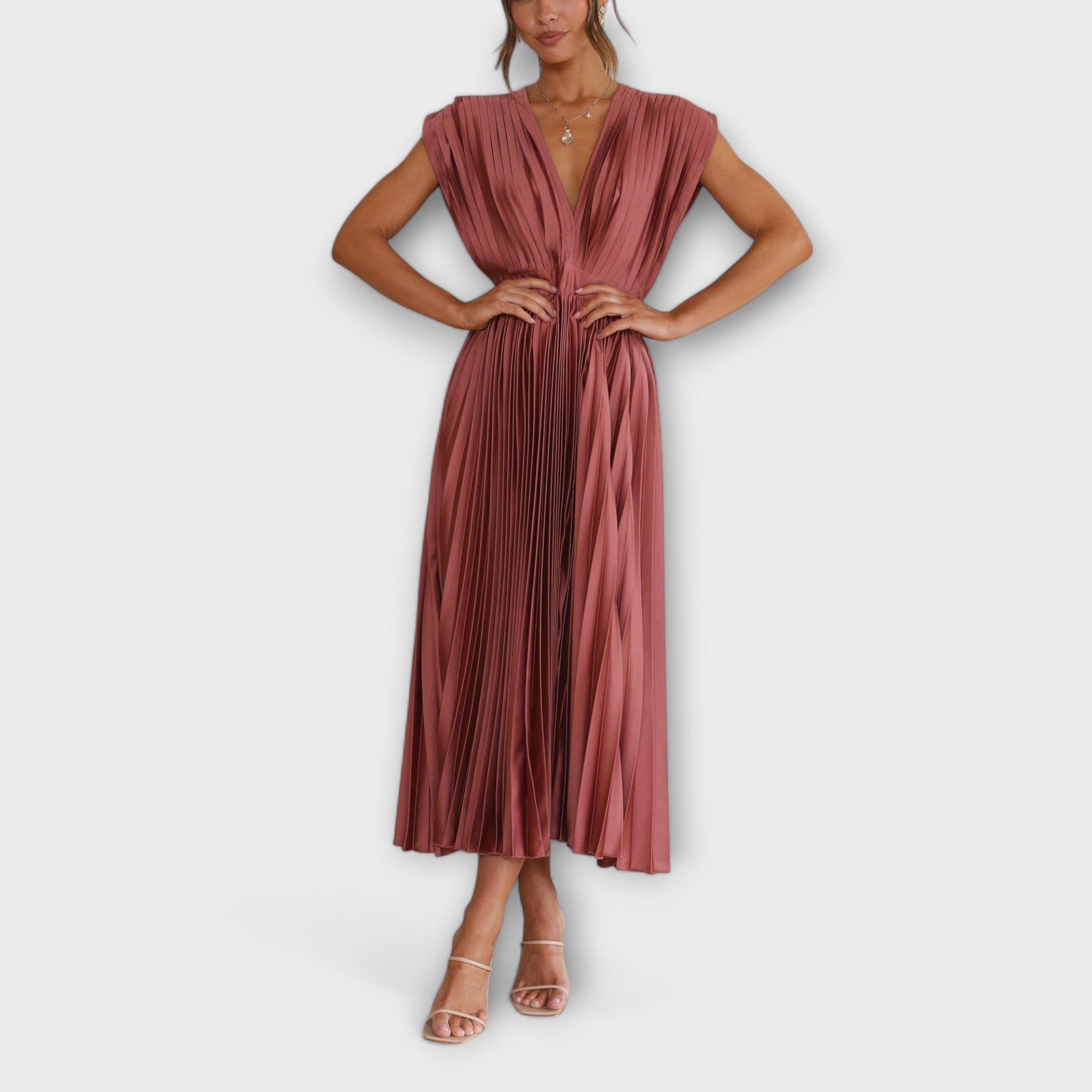 Flowing Pleated Midi Dress