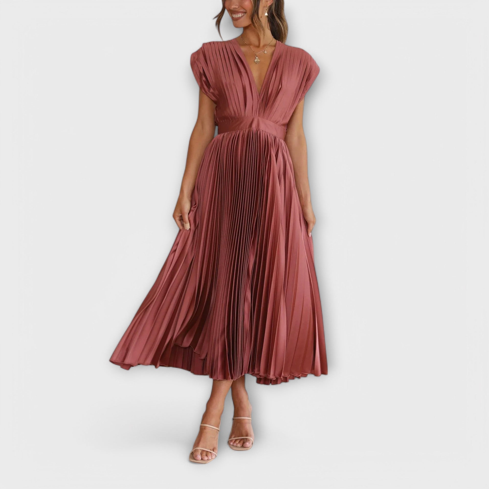 Flowing Pleated Midi Dress