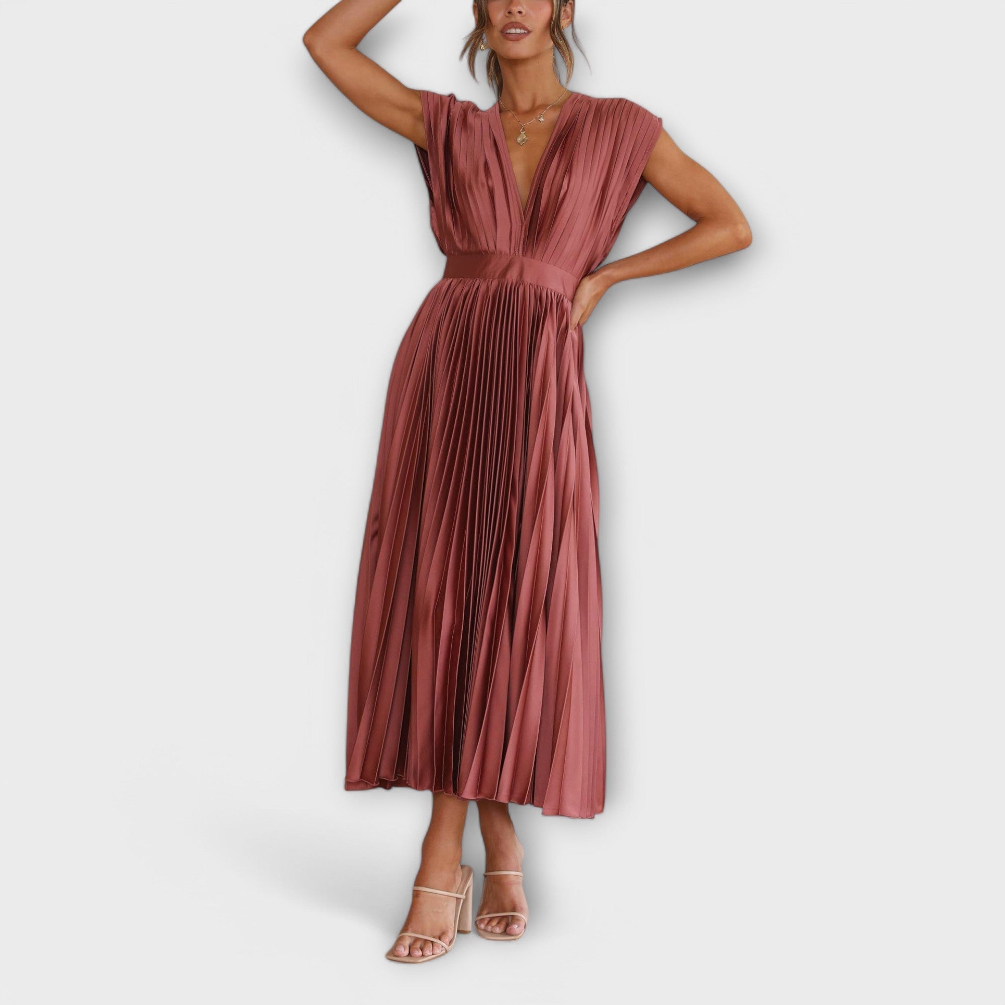 Flowing Pleated Midi Dress