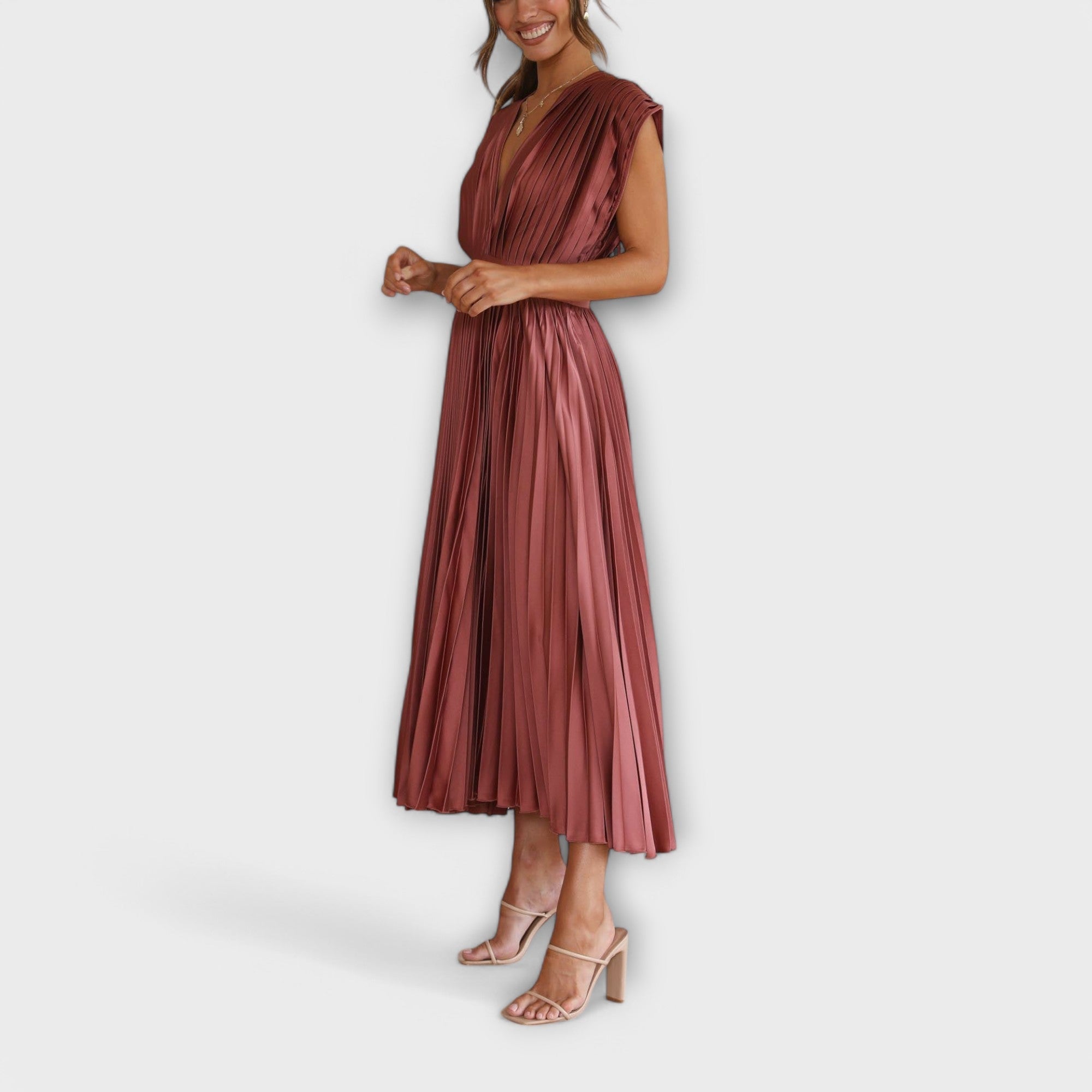 Flowing Pleated Midi Dress