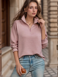Knit Ribbed Quarter-Zip Pullover