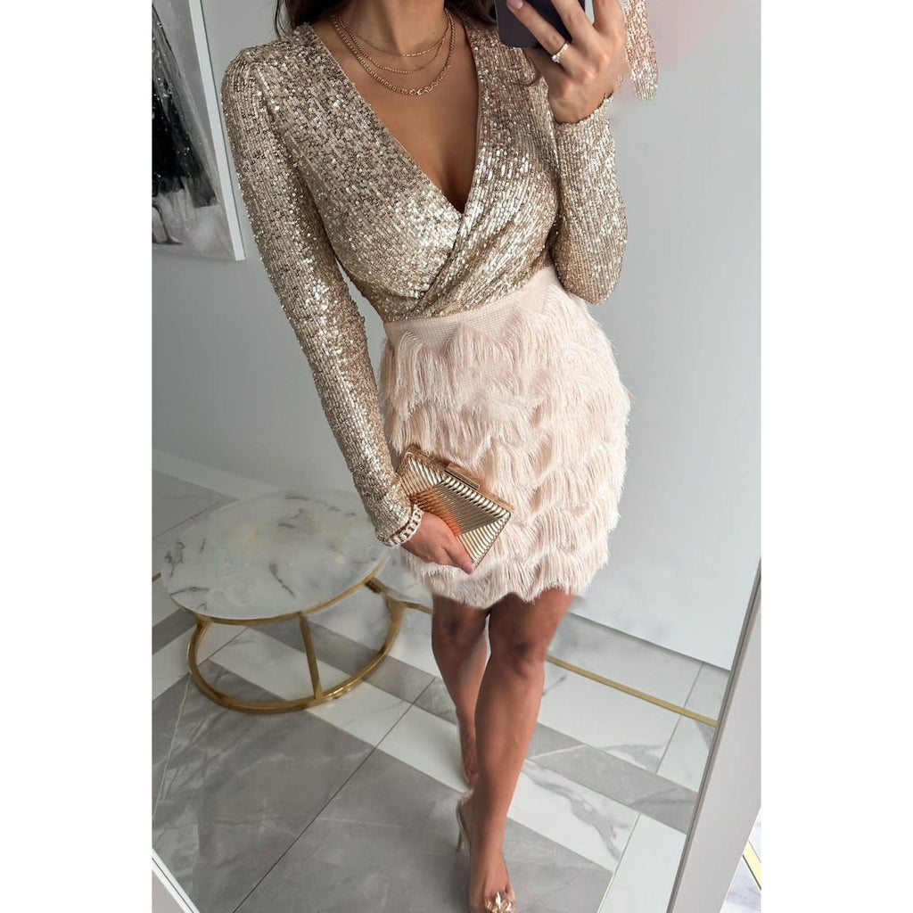 Party Sequin Fringe Mini Dress