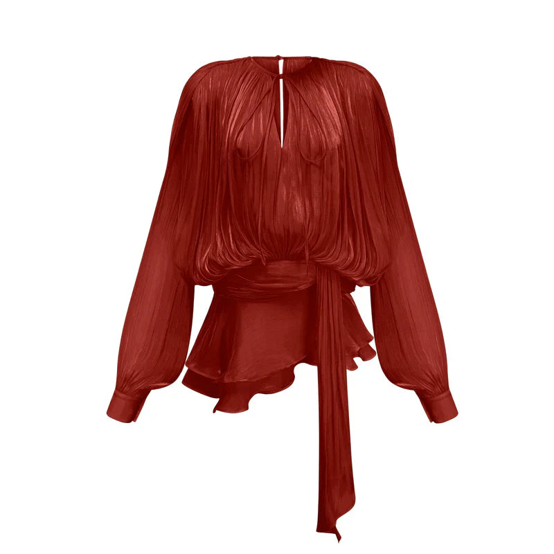 Pleated Long-Sleeve Playsuit