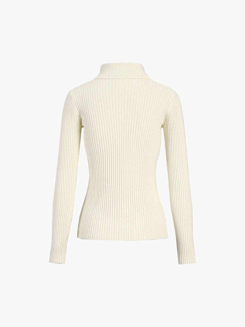 Ribbed Long Sleeve Polo Top