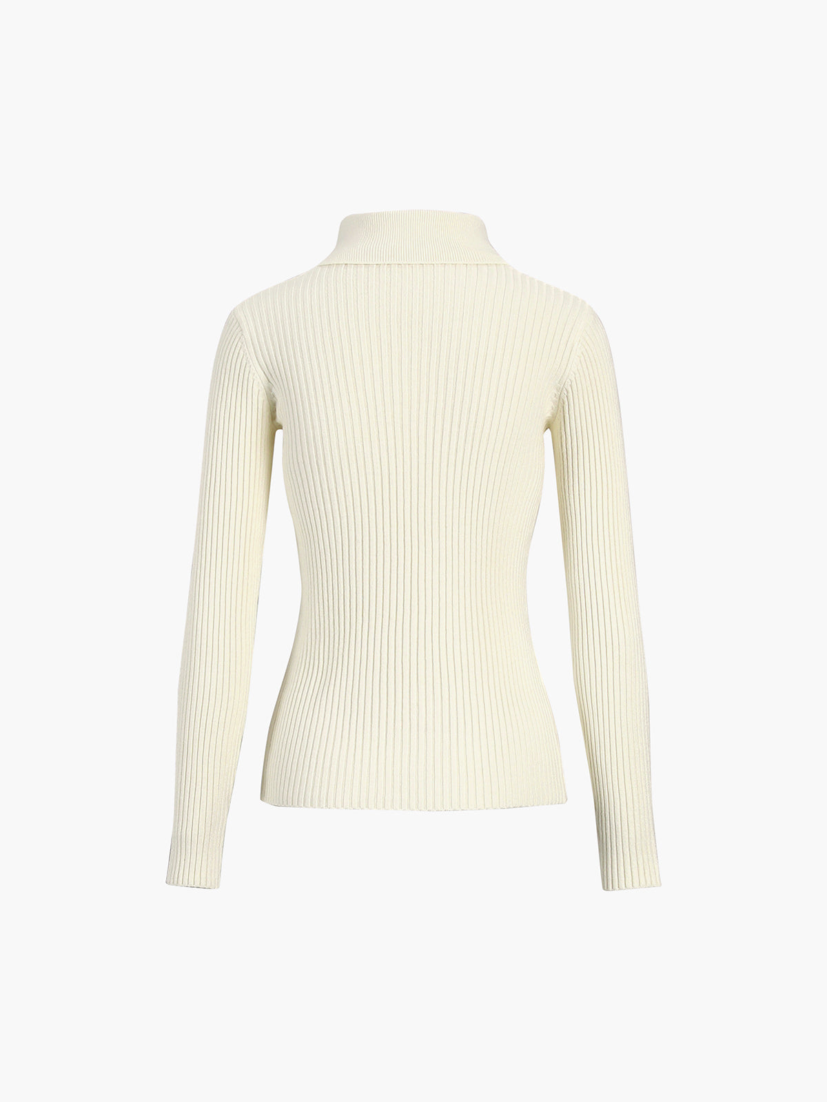 Ribbed Long Sleeve Polo Top