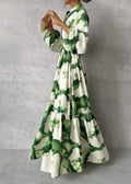 Green Print Bohemian Maxi Dress