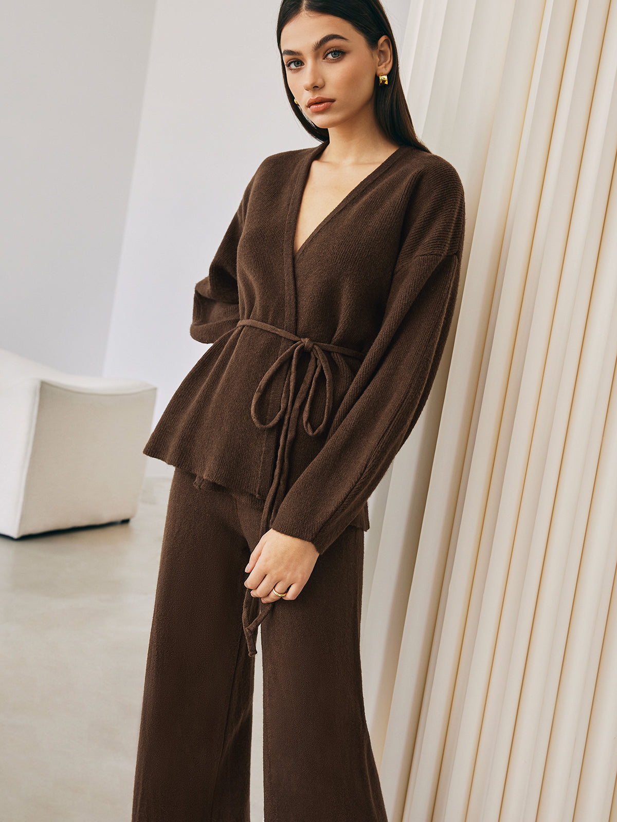 Relaxed Wrap Sweater Pants Set