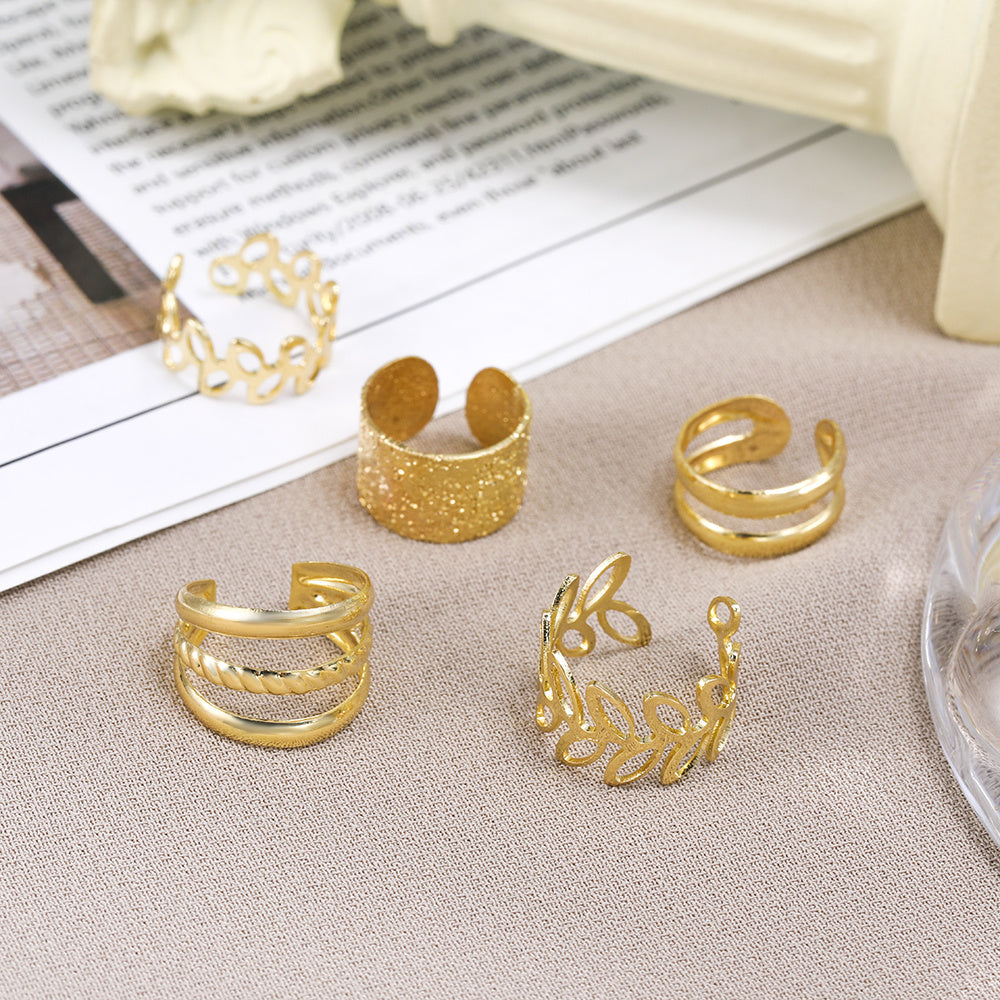 Gold Tone Statement Cuff Earring Set