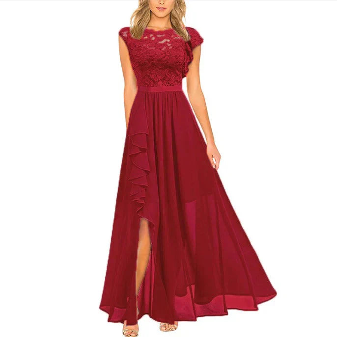 Lace Ruched Maxi Dress