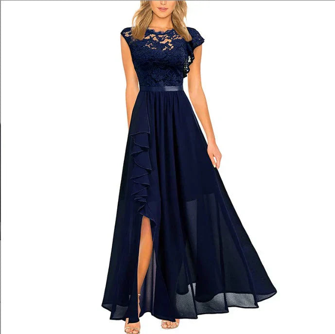 Lace Ruched Maxi Dress