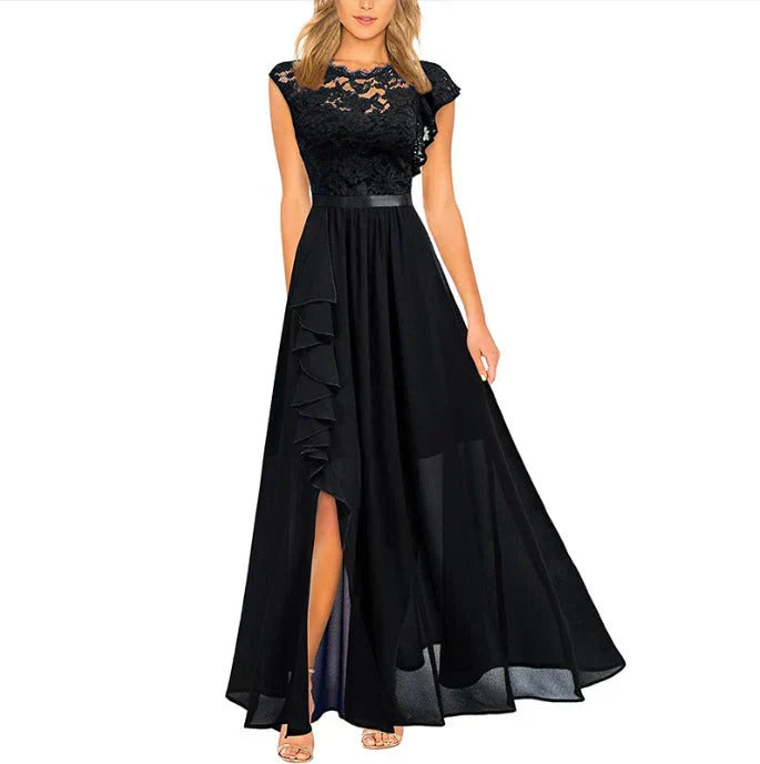 Lace Ruched Maxi Dress