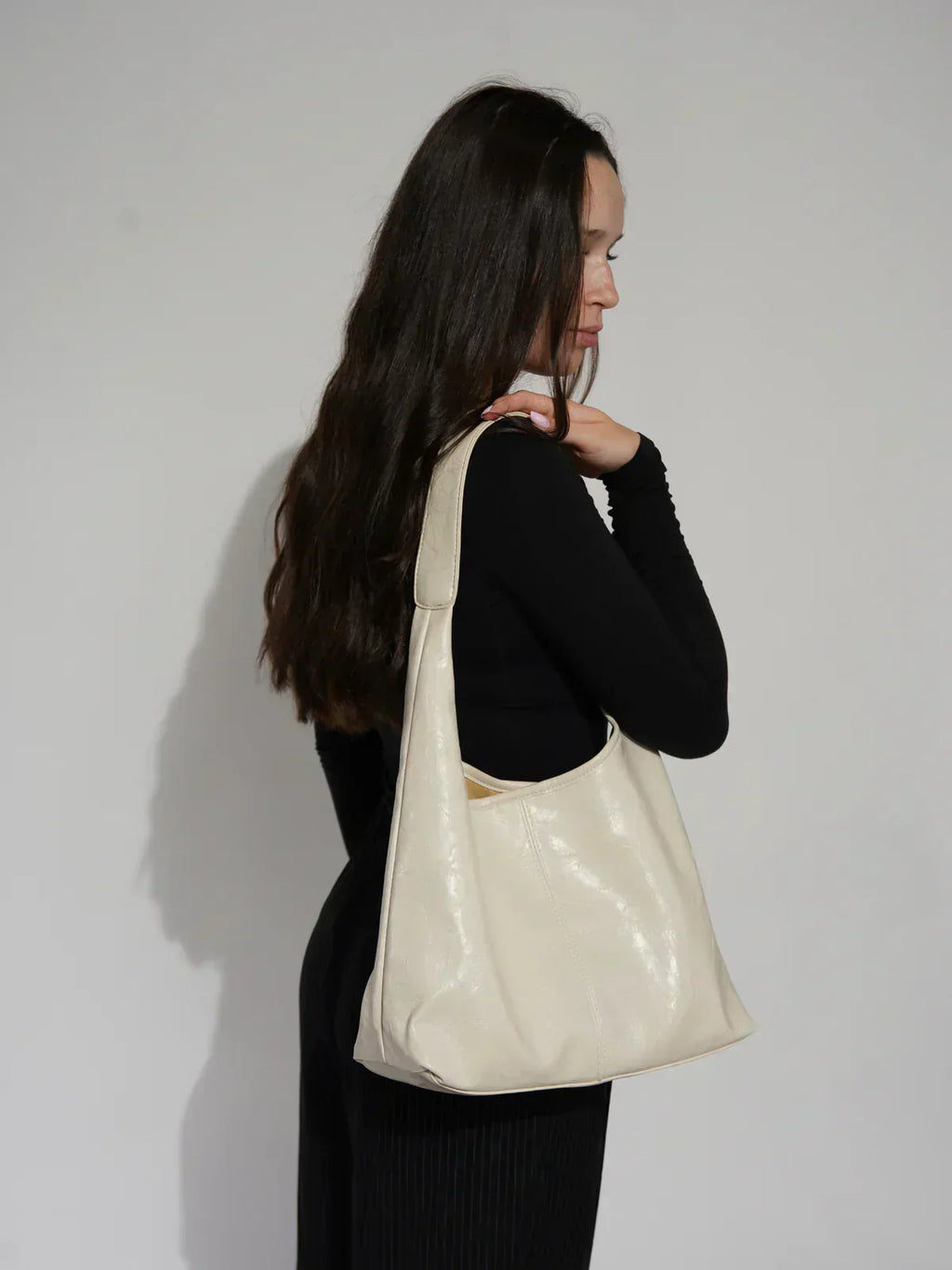 Oversized Vegan Leather Hobo Shoulder Bag