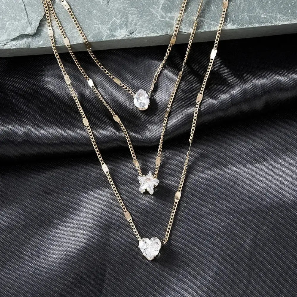 Cubic Zirconia Layered Pendant Necklace