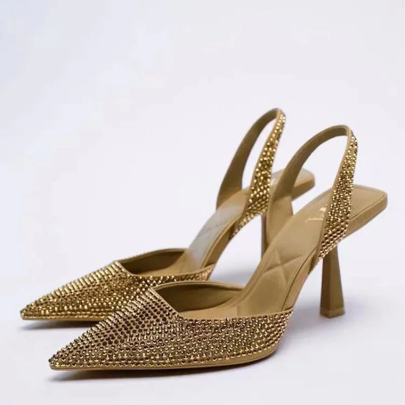 Black Glitter Slingback Heels
