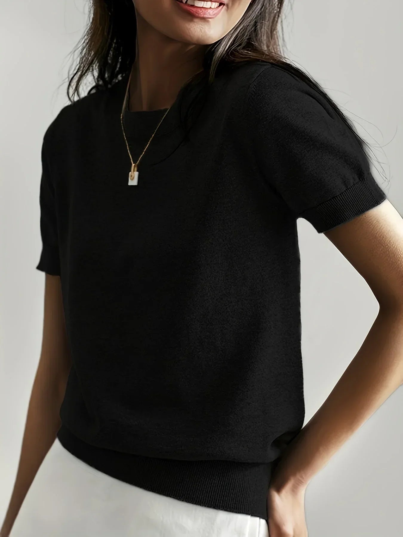 Soft Knit Short Sleeve Sweater