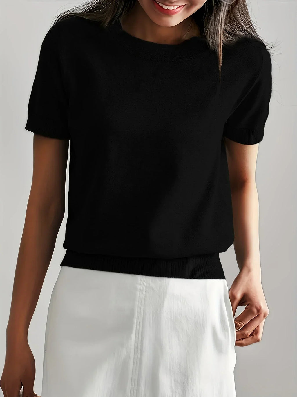 Soft Knit Short Sleeve Sweater