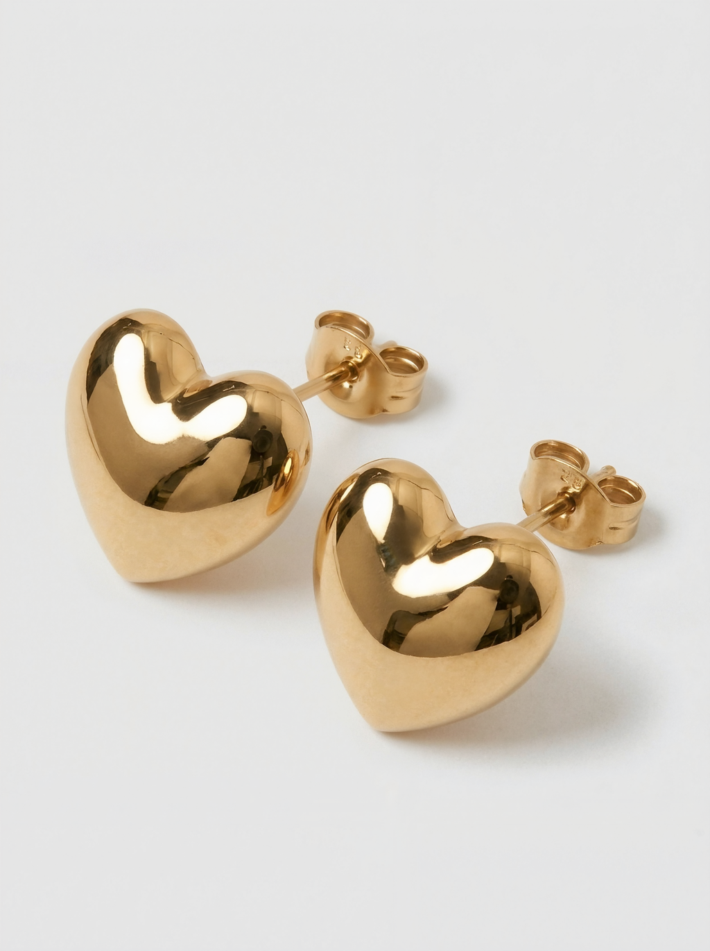 Polished Gold Heart Stud Earrings