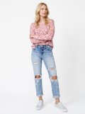 High-Rise Distressed Boyfriend Jeans