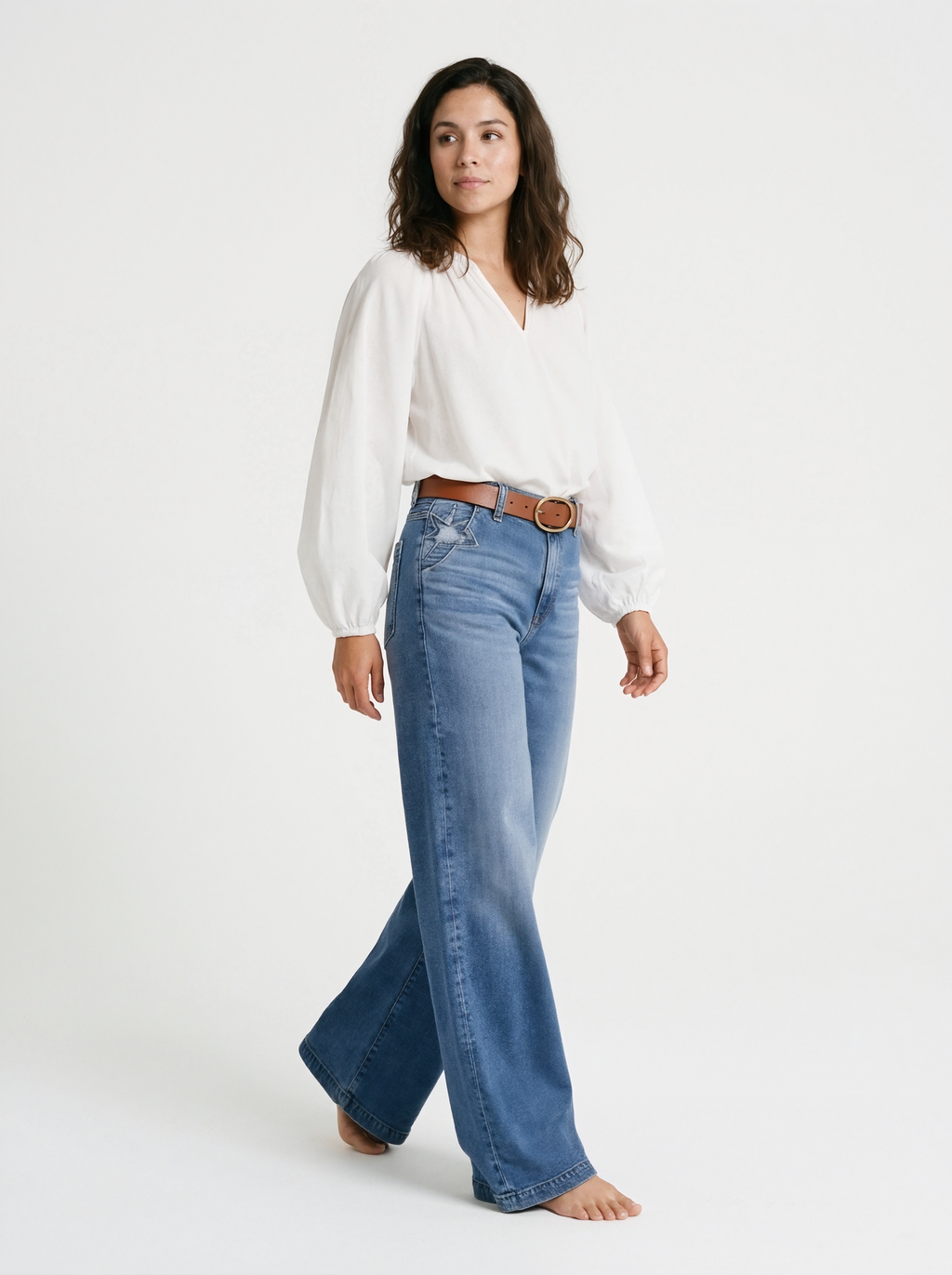 Denim High Waist Wide Leg Jeans