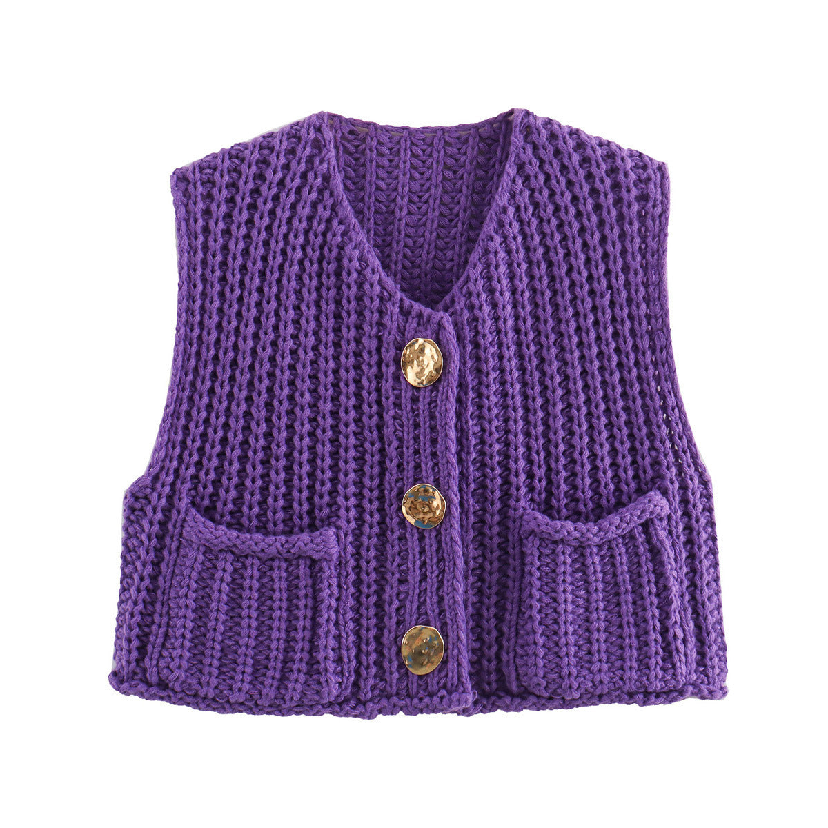 Knit Sleeveless Button Cardigan