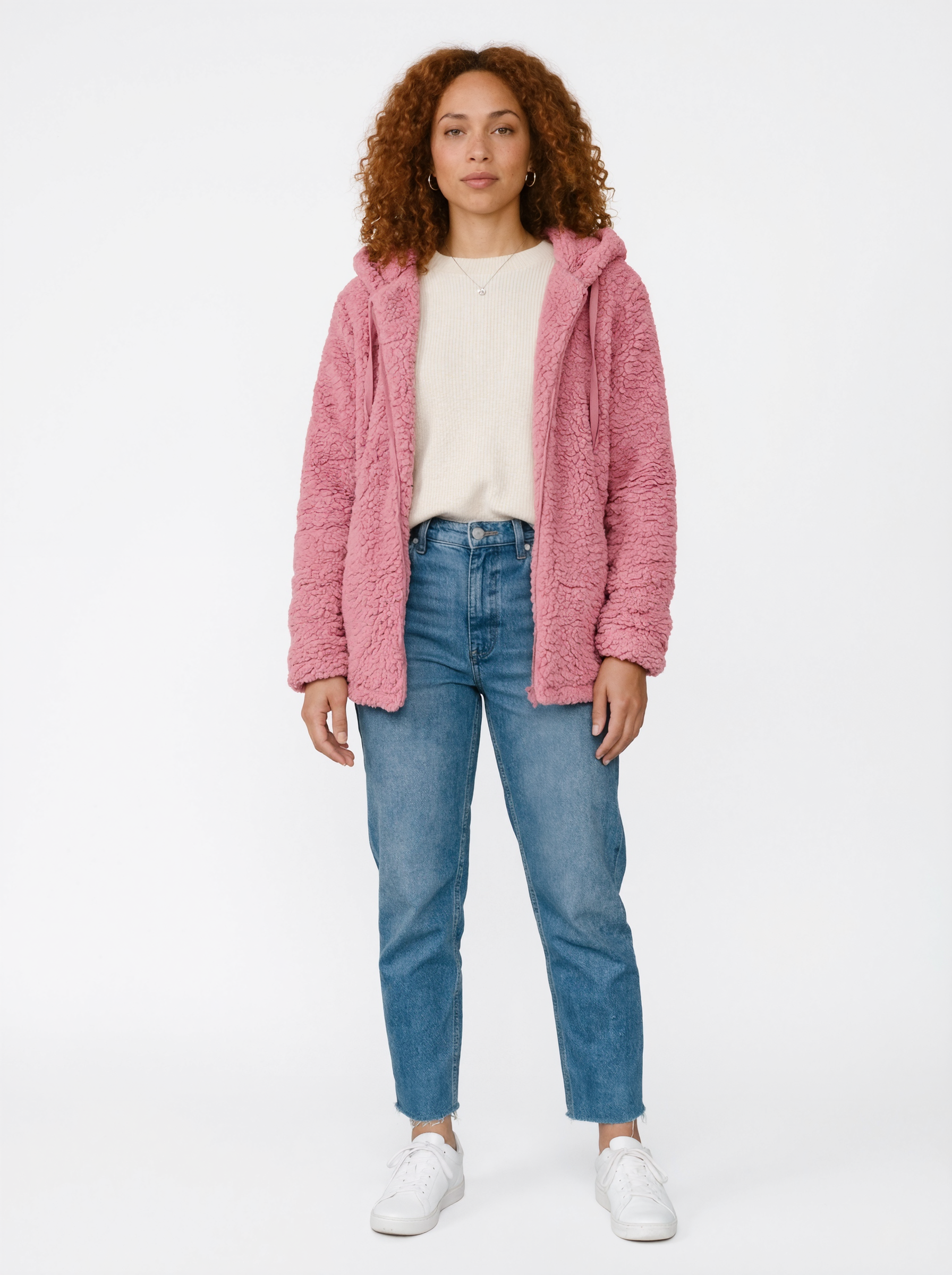 Open Front Relaxed Hooded Sweatshirt