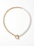 Paperclip Pearl Toggle Necklace