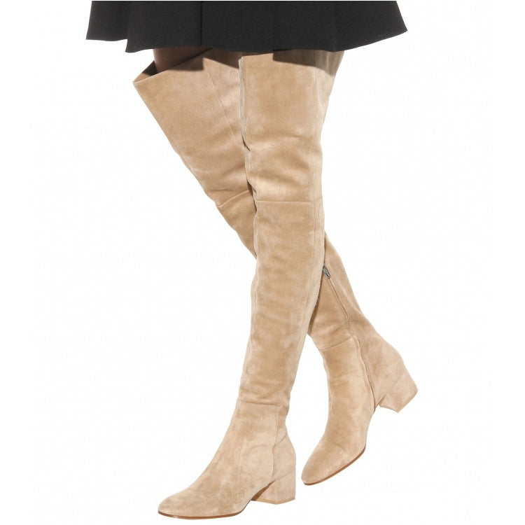 Tan Suede Over-the-Knee Boots