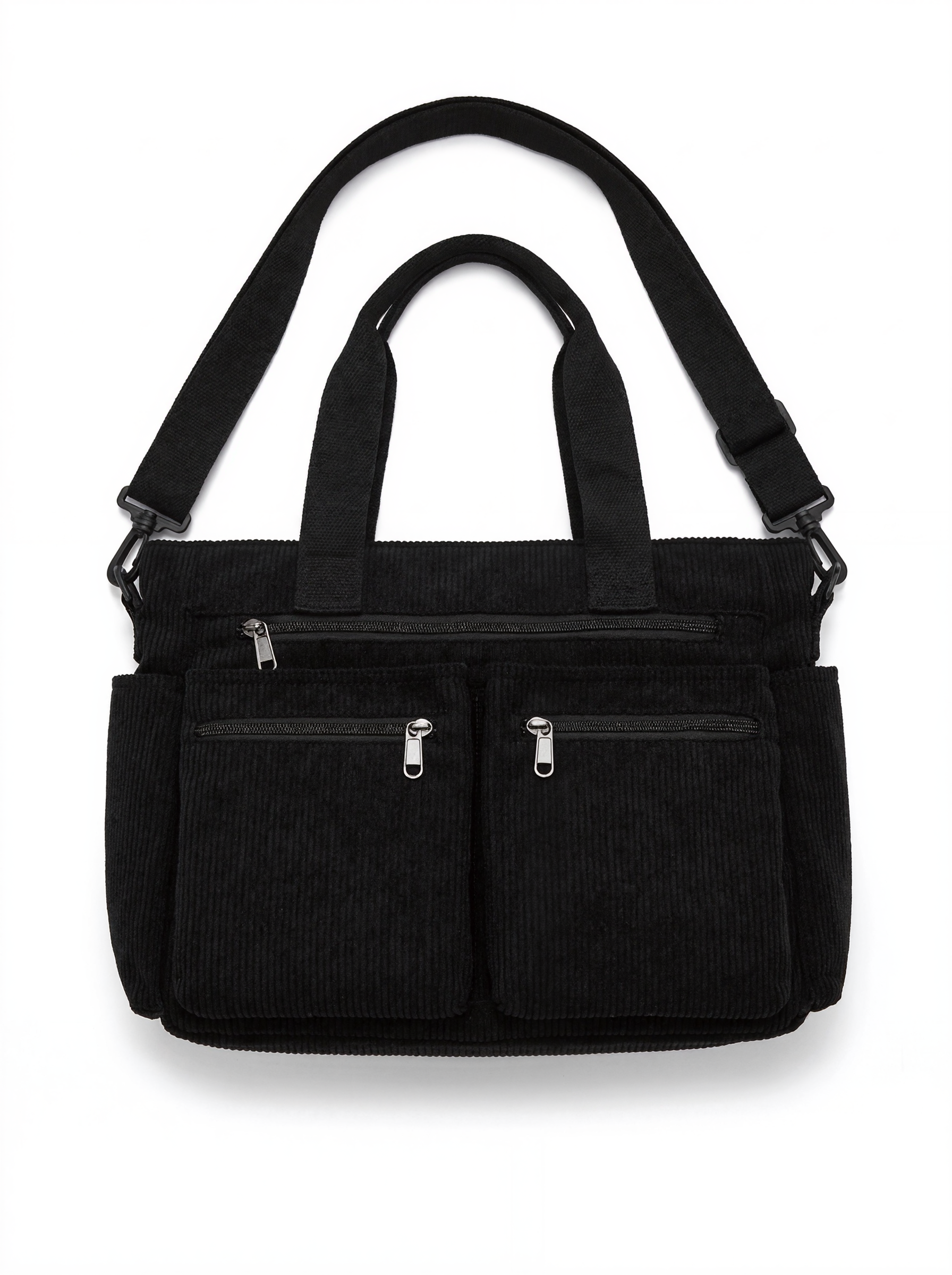 Corduroy Multi-Pocket Shoulder Crossbody Bag