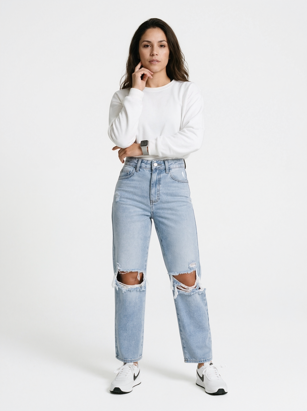 Distressed High Waist Mom Jeans