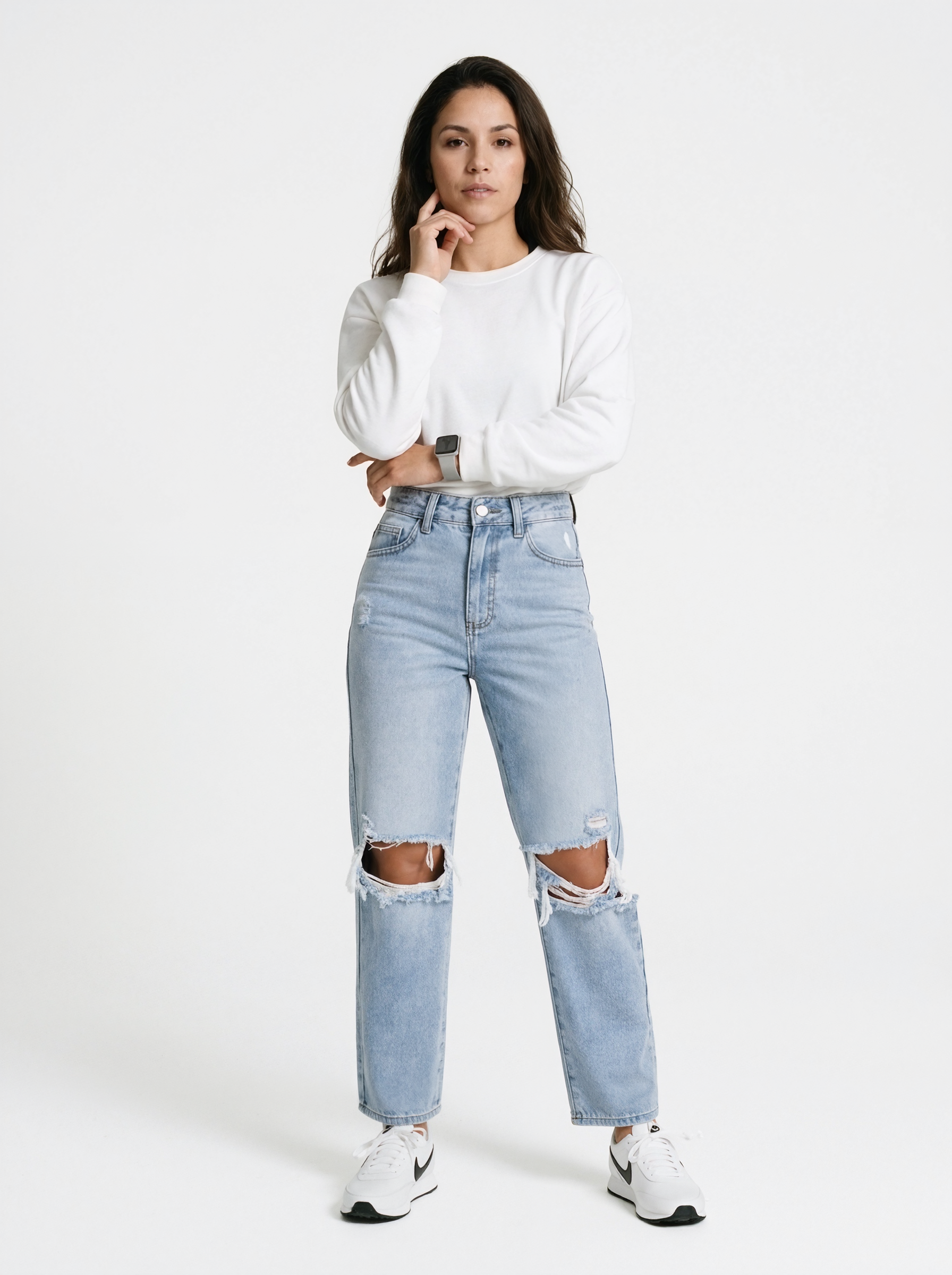 Distressed High Waist Mom Jeans