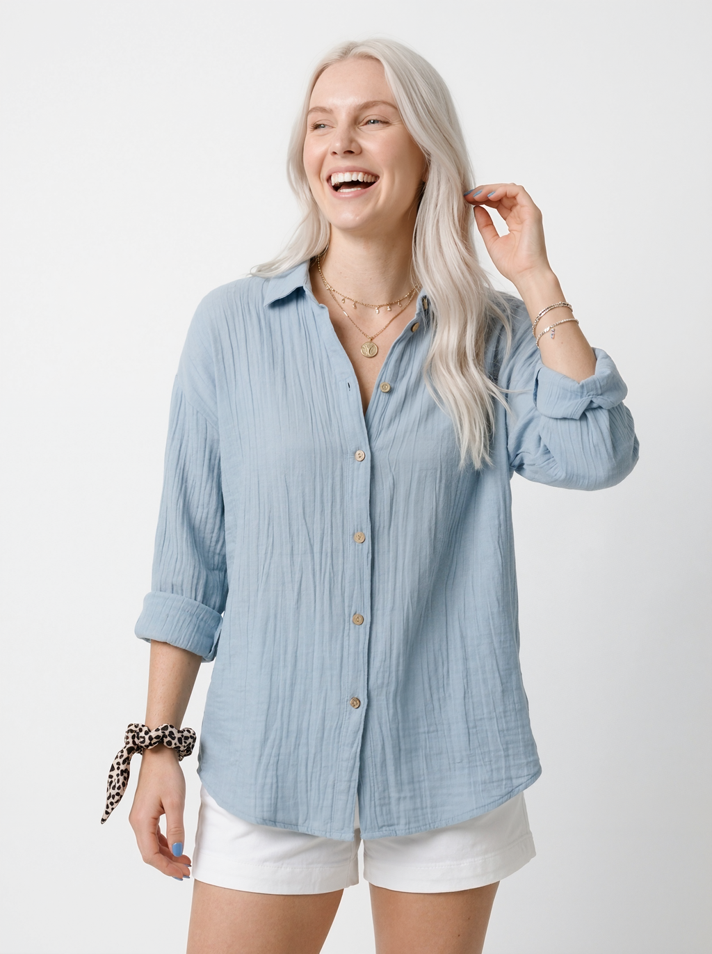 Crinkle Long Sleeve Blouse