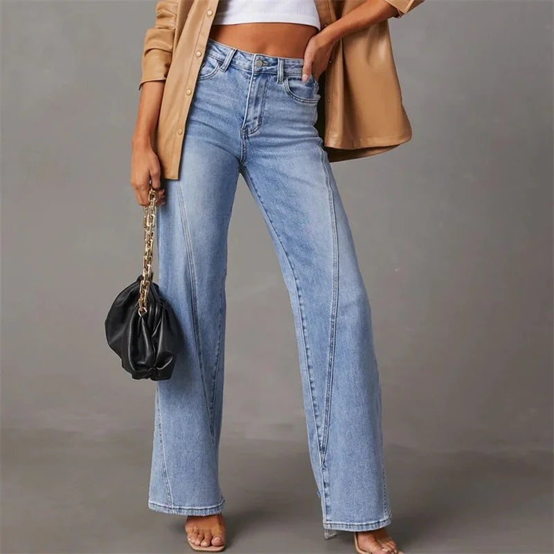 Wide Leg Denim Trousers